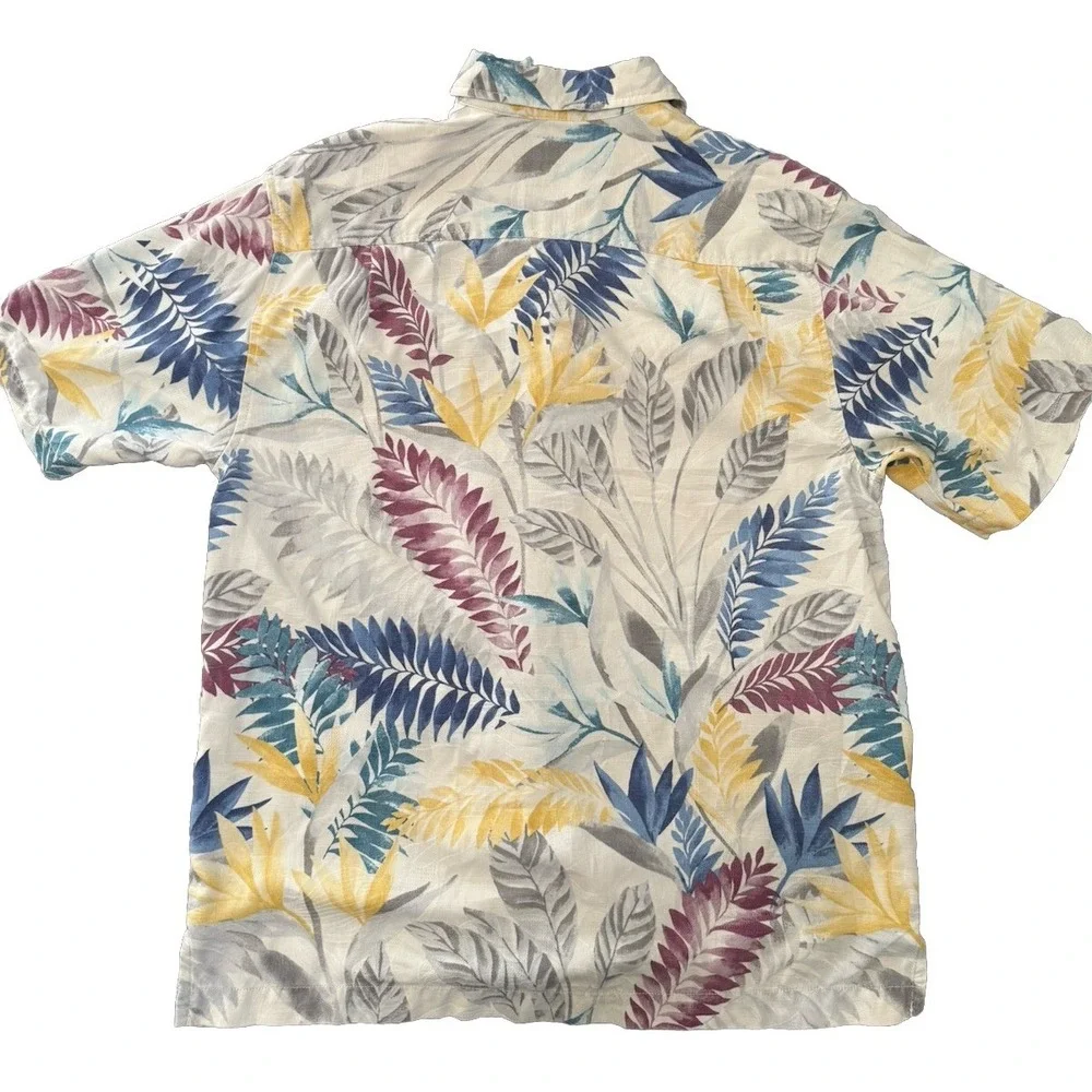 Tommy Bahama Shirt Mens Small Tropical Floral Silk Blend‎ Hawaiian